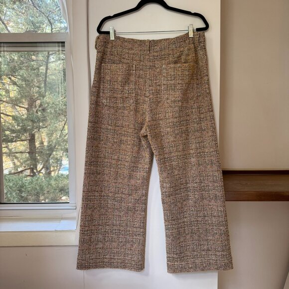 Anthropologie Maeve The Colette Cropped Wide Leg Pants Tweed Orange 34 - Picture 12 of 14